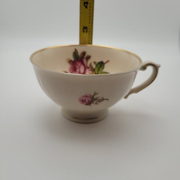Federal Shape Syracuse China Teacup Victoria Rose Gilt Rim Made in USA Vintage - Picture 8 of 8